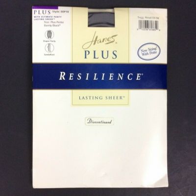 Hanes Resilience Pantyhose Plus Petite Barely Black Shaper Panty Sandalfoot